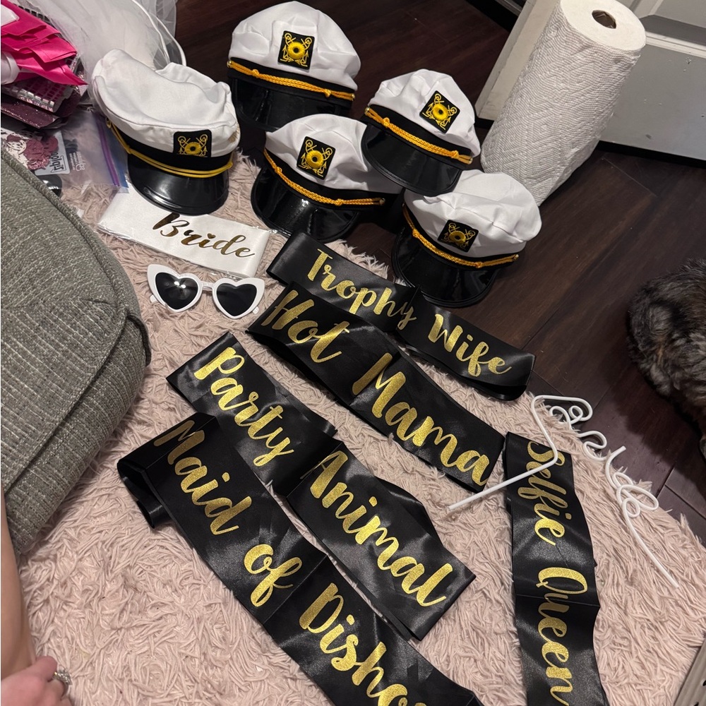 Nautical Party Captain Hats and Sashes Set